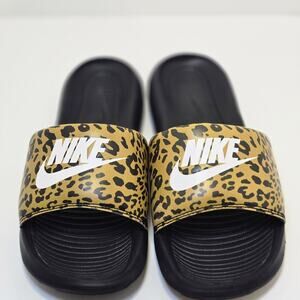 Nike Benassi JDI Slides Leopard Print Black Gold Sandals Men's 9 US